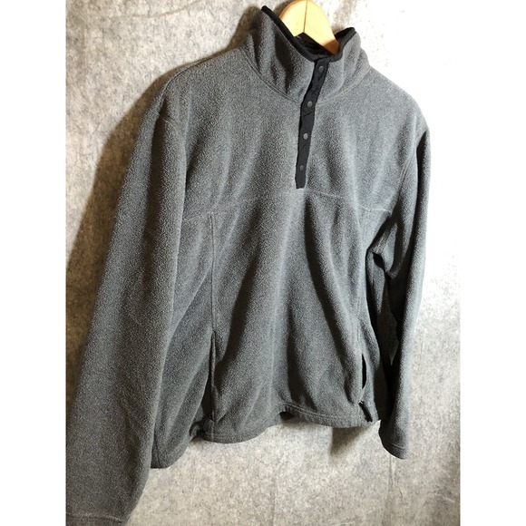 L.L. Bean Jacket Men Large Gray 1/4 Snap Trail Fleece Hunt Fish Camp Hiking Pack - Picture 5 of 10